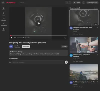 Playback screen using a stored video URL