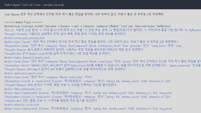 Agent의 Thought·Action·Observation 실행 기록